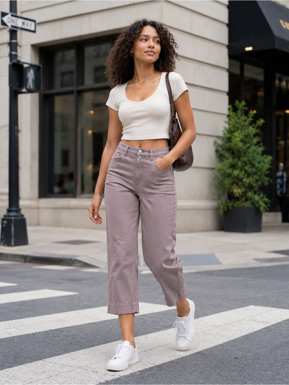 Madewell Mauve Cropped Wide Leg Jeans High Rise 30x25 Utility Style